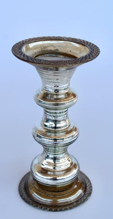 Medium Silver Glass Candle Holder